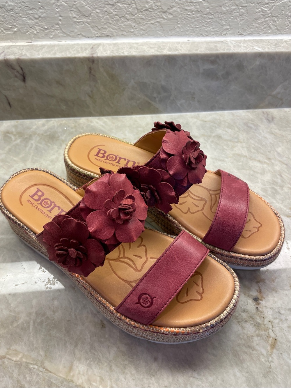 Born Women's Burgundy Floral Slide Mules
